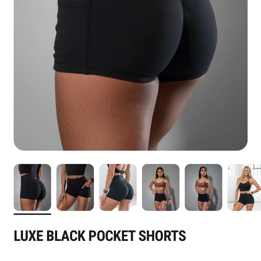 Luxe Black Pocket Athletic Shorts